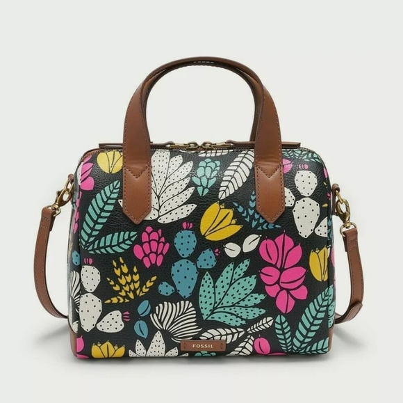 Fossil Handbags - Fossil Fiona Satchel Dark Floral Crossbody Handbag